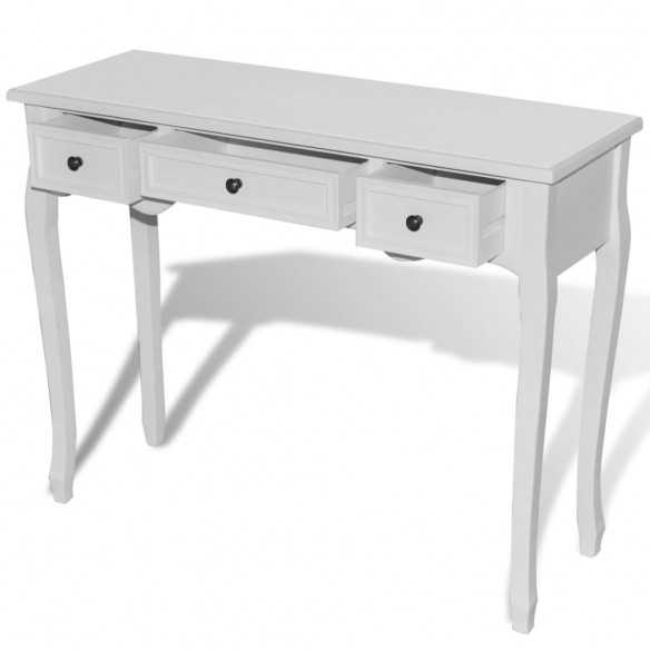 Table de console et coiffeuse avec 3 tiroirs Blanc