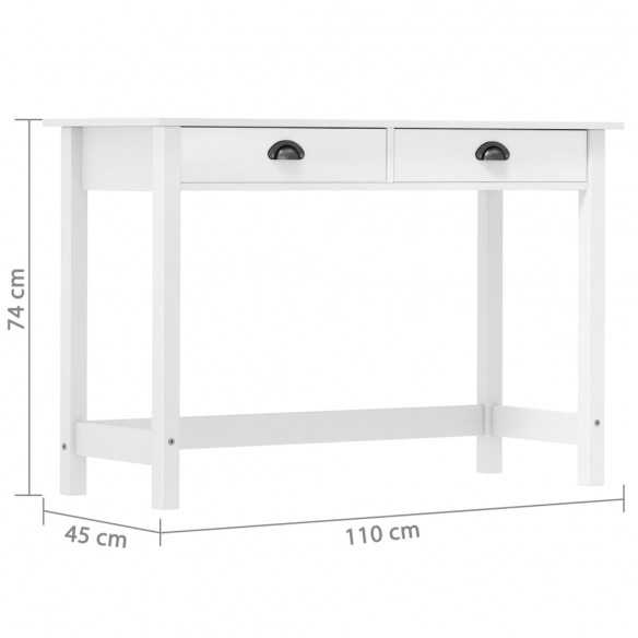 Table console Hill avec 2 tiroirs 110x45x74 cm Bois pin massif