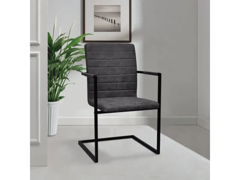 Chaises à manger cantilever lot de 2 gris similicuir