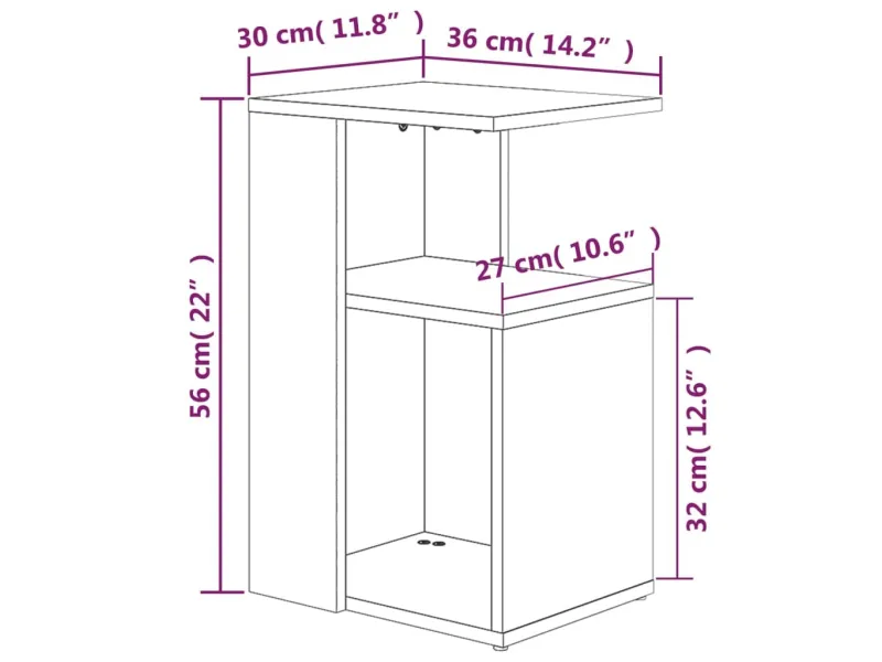 Table d'appoint Chêne marron 36x30x56 cm 