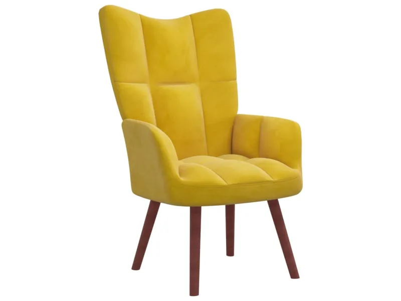Chaise de relaxation avec repose-pied Jaune moutarde Velours