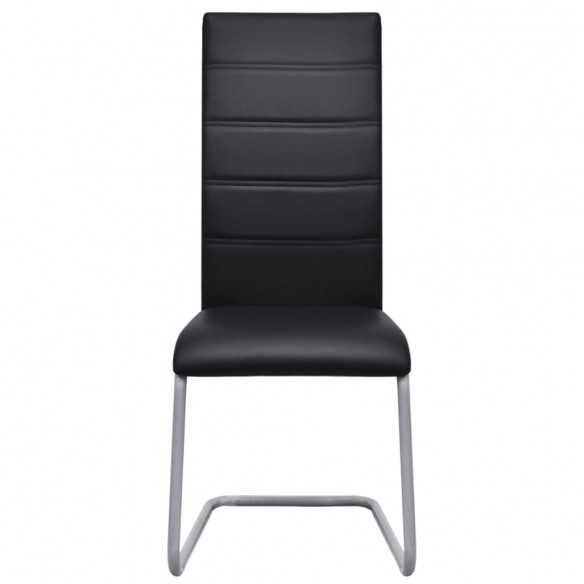 Chaises à manger cantilever lot de 4 noir similicuir