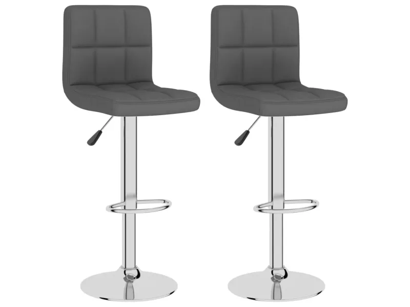 Tabourets de bar lot de 2 gris foncé tissu