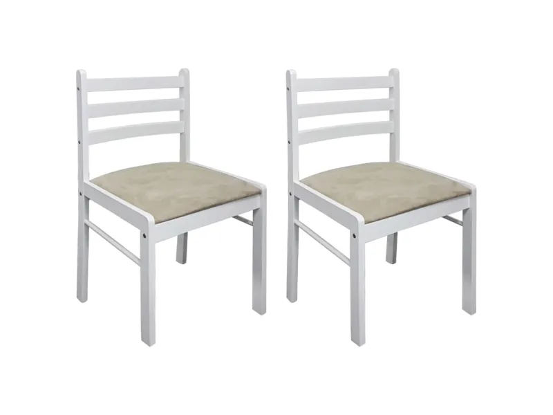 Chaises à manger lot de 2 blanc hévéa solide et velours