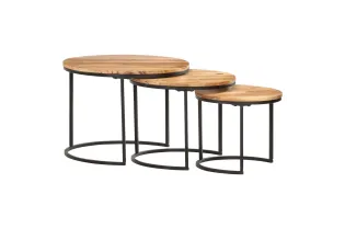 Tables gigognes 3 pcs Bois d'acacia massif