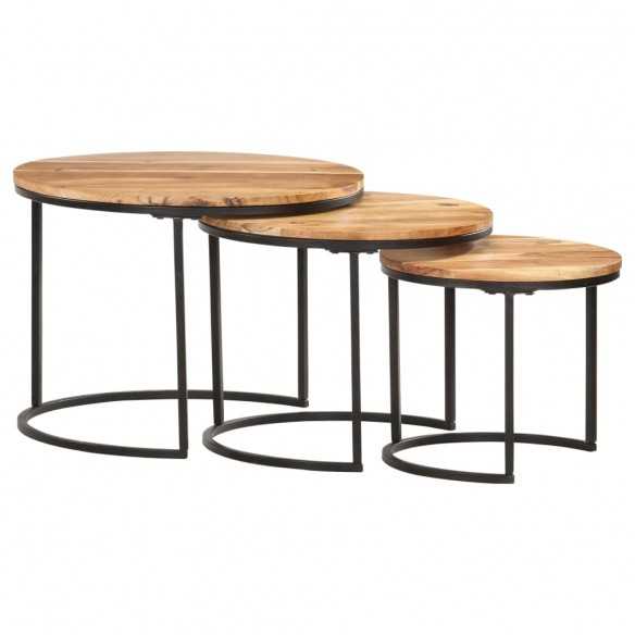 Tables gigognes 3 pcs Bois d'acacia massif