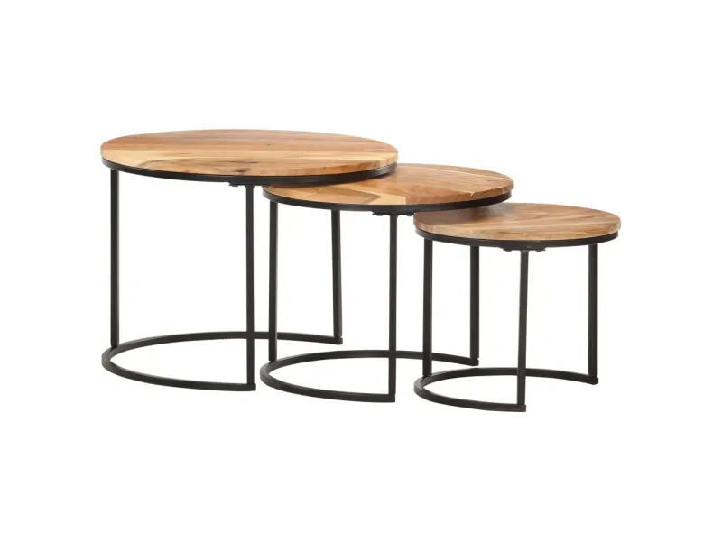 Tables gigognes 3 pcs Bois d'acacia massif