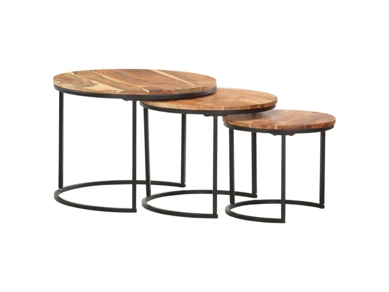 Tables gigognes 3 pcs Bois d'acacia massif