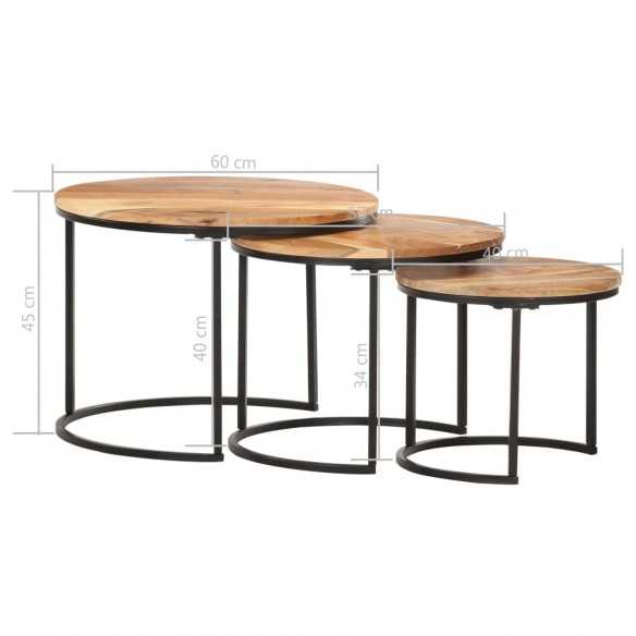 Tables gigognes 3 pcs Bois d'acacia massif