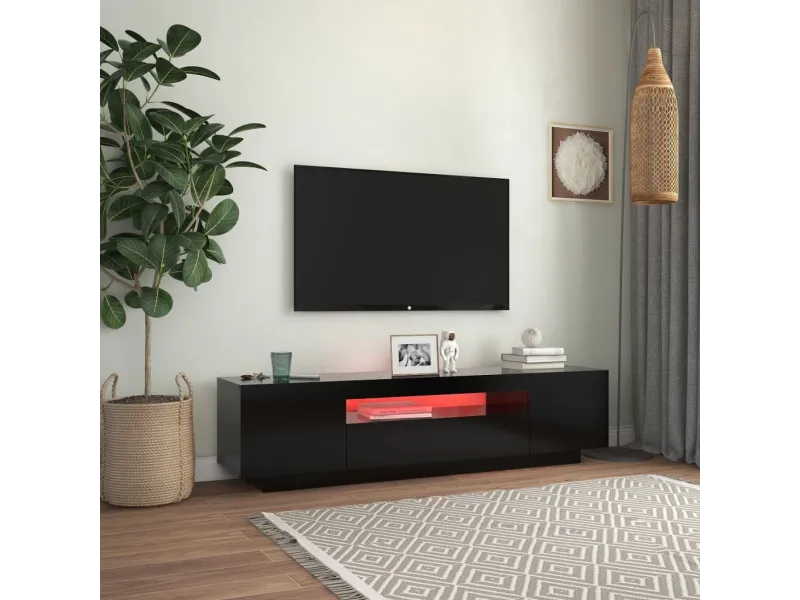 Meuble TV avec lumières LED noir 160x35x40 cm