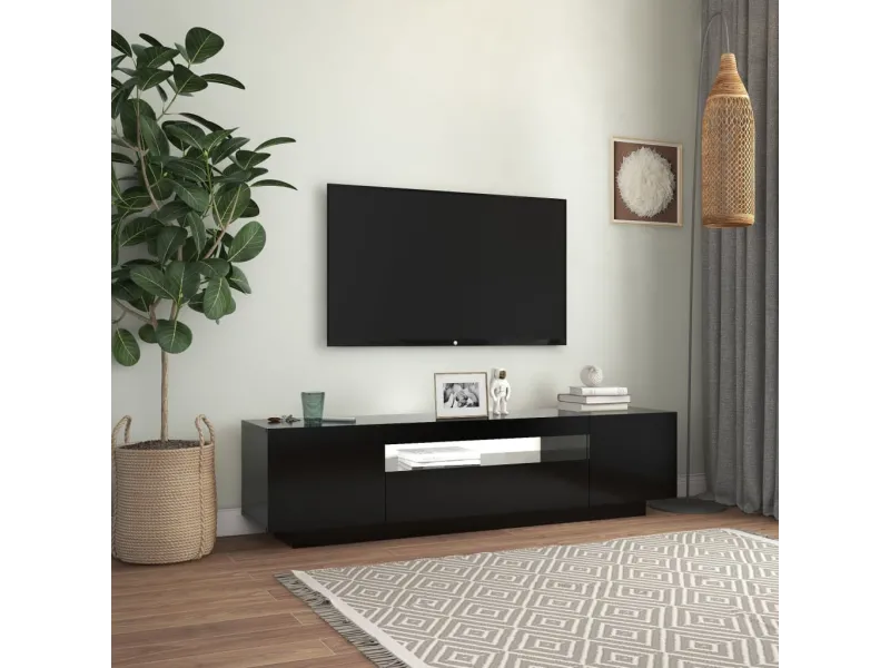 Meuble TV avec lumières LED noir 160x35x40 cm