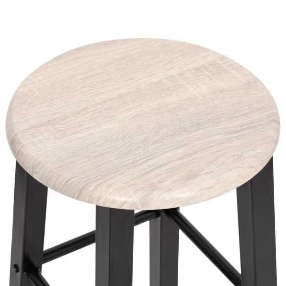 Tabourets de bar lot de 2 noir MDF