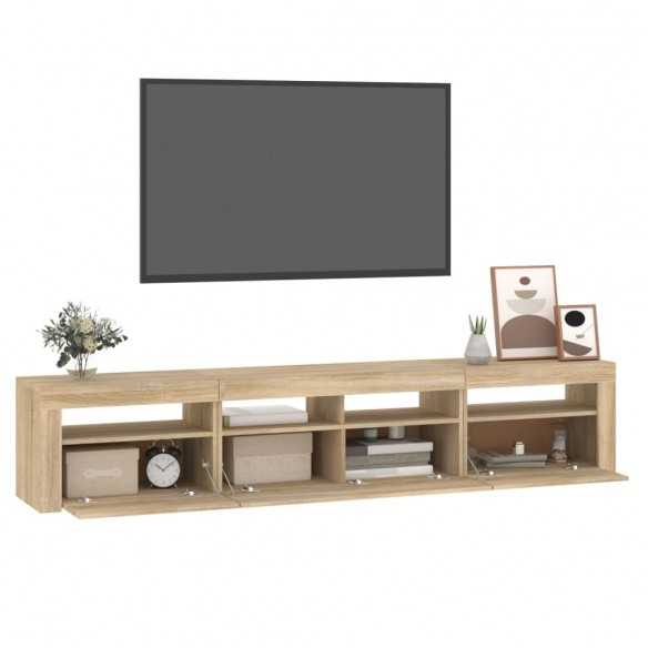 Meuble TV avec lumières LED Chêne sonoma 210x35x40 cm