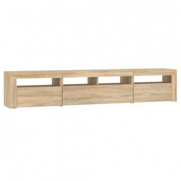 Meuble TV avec lumières LED Chêne sonoma 210x35x40 cm