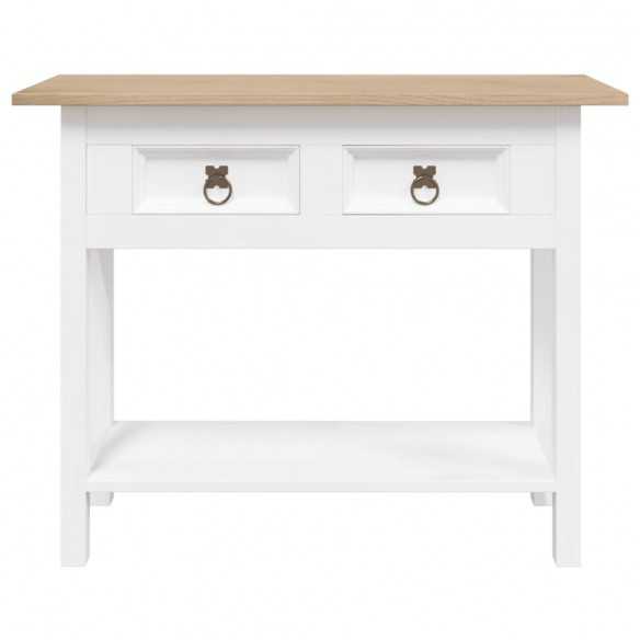 Table console Gamme Corona Pin mexicain Blanc 90x34,5x73 cm