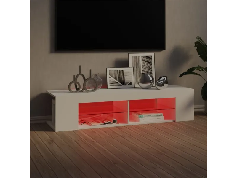 Meuble TV avec lumières LED blanc 135x39x30 cm