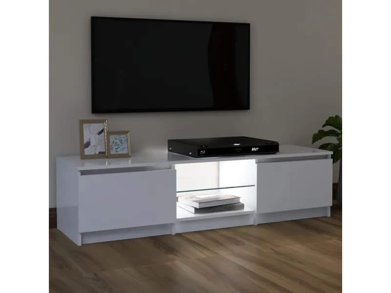 Meuble TV avec lumières LED Blanc 120x30x35,5 cm