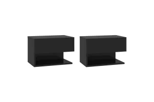 Tables de chevet murales 2 pcs Noir 2
