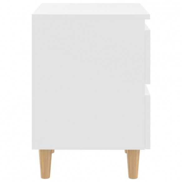 Tables de chevet avec pieds en pin 2 pcs Blanc 40x35x50 cm