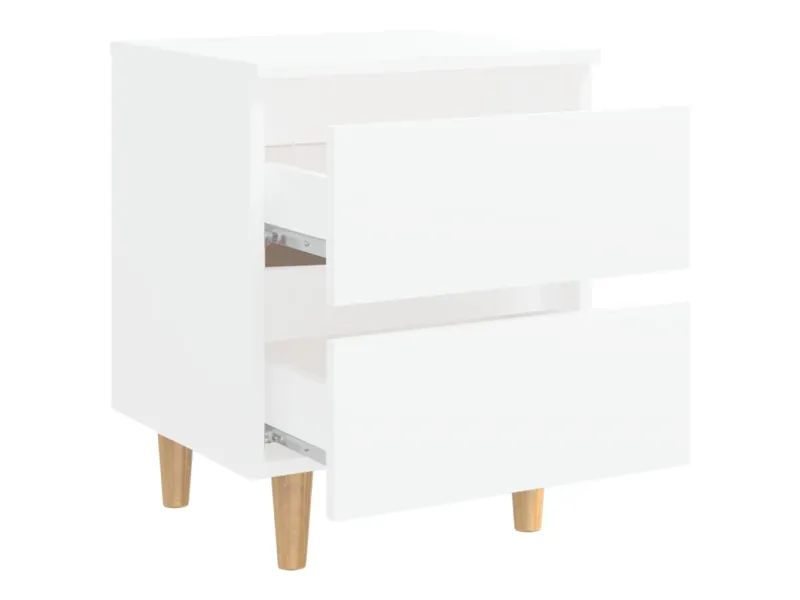 Tables de chevet avec pieds en pin 2 pcs Blanc 40x35x50 cm