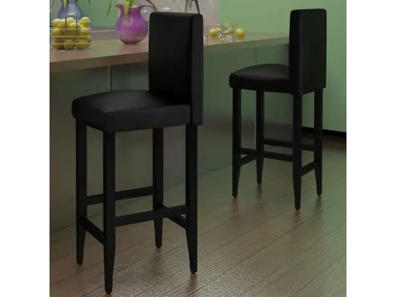 Tabourets de bar lot de 2 noir similicuir