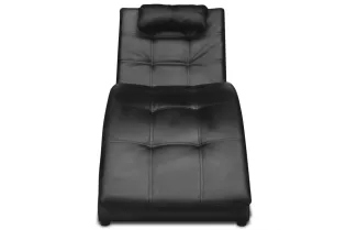 Chaise longue avec oreiller Noir Similicuir 2