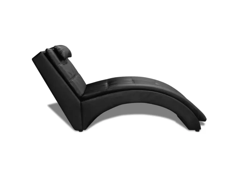 Chaise longue avec oreiller Noir Similicuir