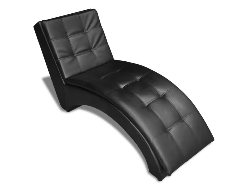 Chaise longue avec oreiller Noir Similicuir