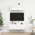 Ensemble de meuble TV 2 pcs Blanc brillant Aggloméré