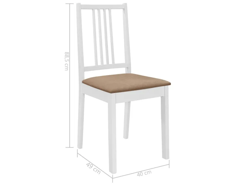 Chaises à manger avec coussins lot de 2 blanc bois solide