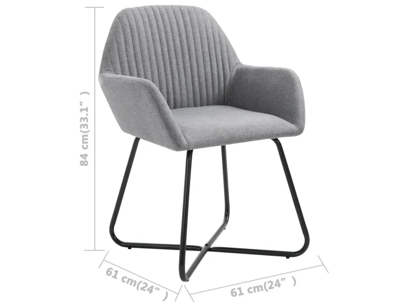 Chaises à manger lot de 2 gris clair tissu