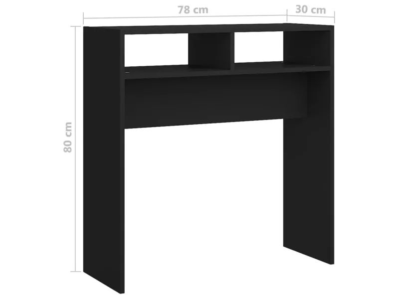 Table console Noir 78x30x80 cm Aggloméré