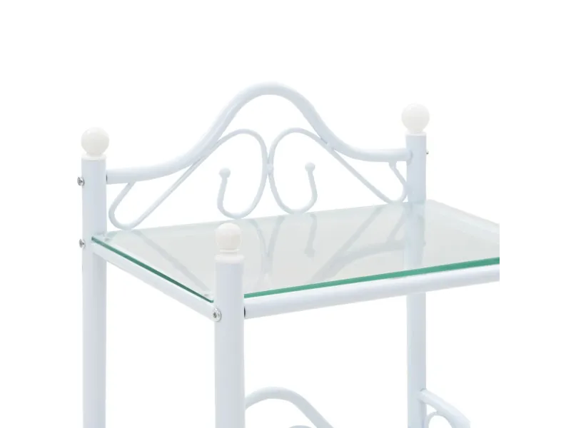 Table de chevet Acier et verre trempé 45 x 30,5 x 60 cm Blanc