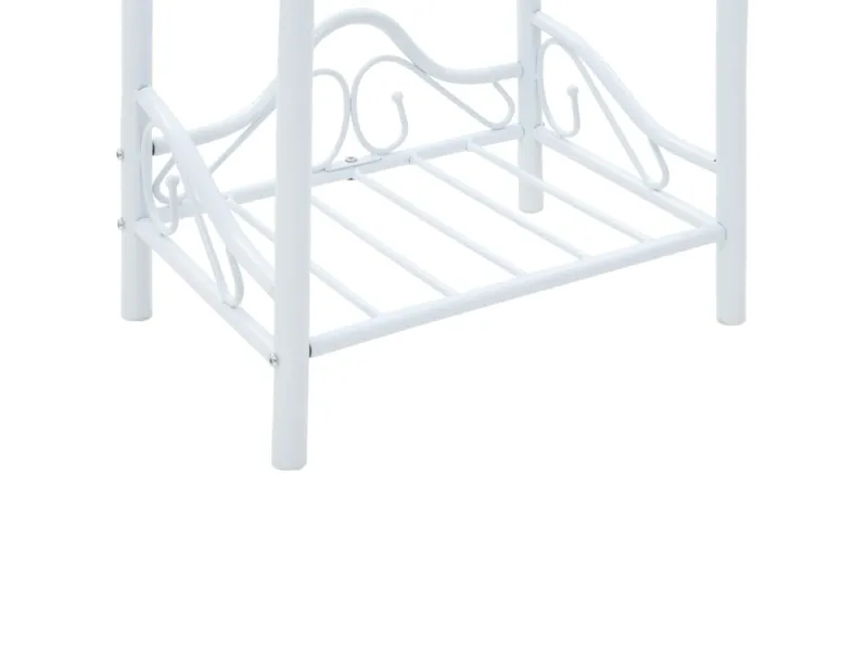 Table de chevet Acier et verre trempé 45 x 30,5 x 60 cm Blanc