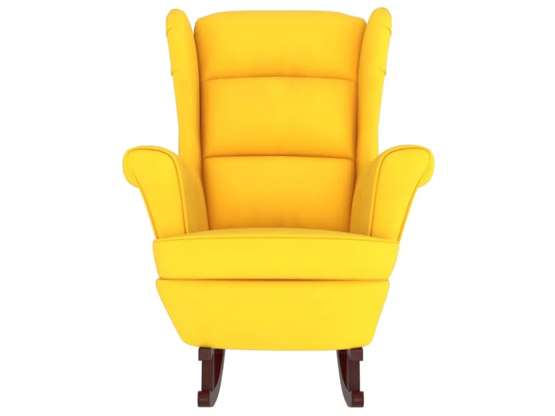Fauteuil à bascule pieds en bois massif d'hévéa Jaune Velours