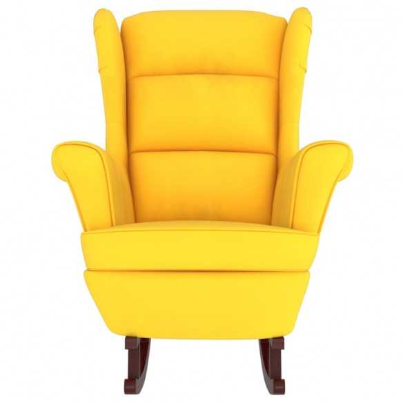 Fauteuil à bascule pieds en bois massif d'hévéa Jaune Velours
