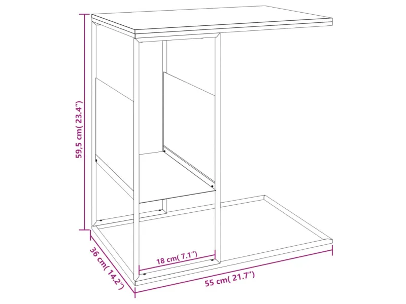 Table d'appoint Noir 55x36x59,5 cm 