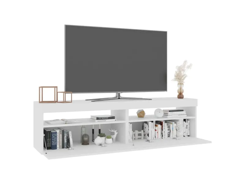 Meubles TV 2 pcs avec lumières LED Blanc 75x35x40 cm