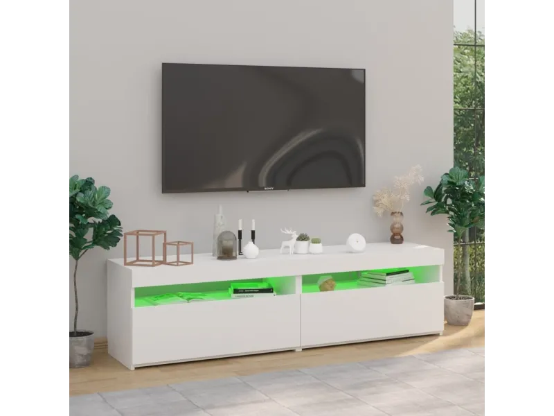 Meubles TV 2 pcs avec lumières LED Blanc 75x35x40 cm