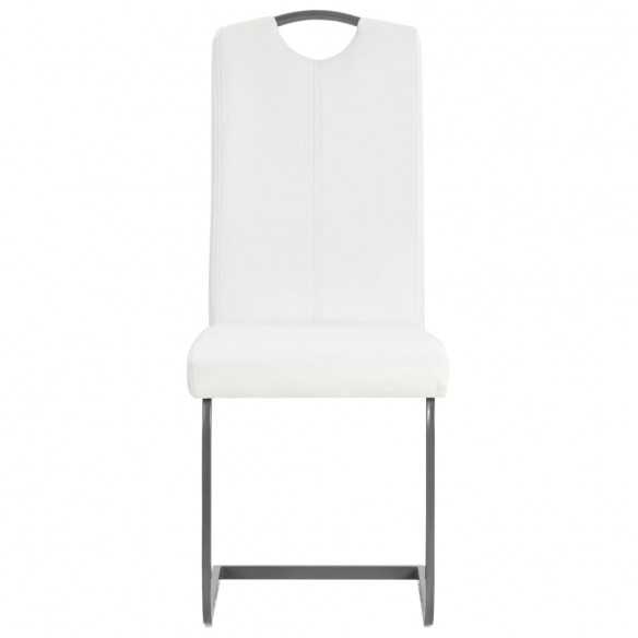 Chaises à manger cantilever lot de 2 blanc similicuir