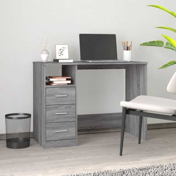 Bureau avec tiroirs Sonoma gris 102x50x76 cm 