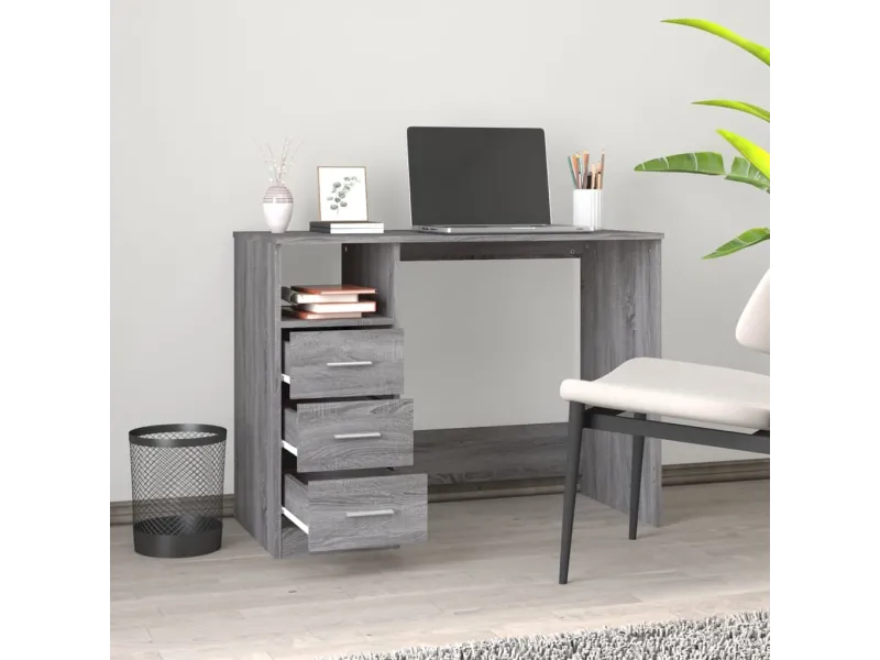 Bureau avec tiroirs Sonoma gris 102x50x76 cm 
