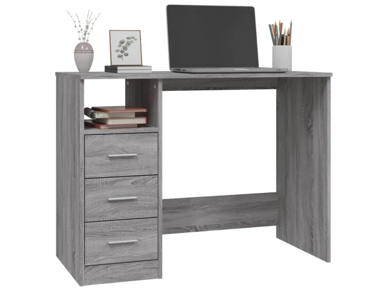 Bureau avec tiroirs Sonoma gris 102x50x76 cm 