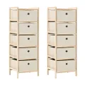 Étagères de rangement avec 5 paniers en tissu 2 pcs beige cèdre