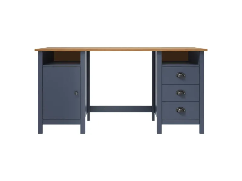 Bureau Hill Gris 150x50x74 cm Bois de pin solide