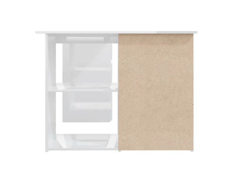 Bureau d'angle Blanc brillant 145x100x76 cm Aggloméré