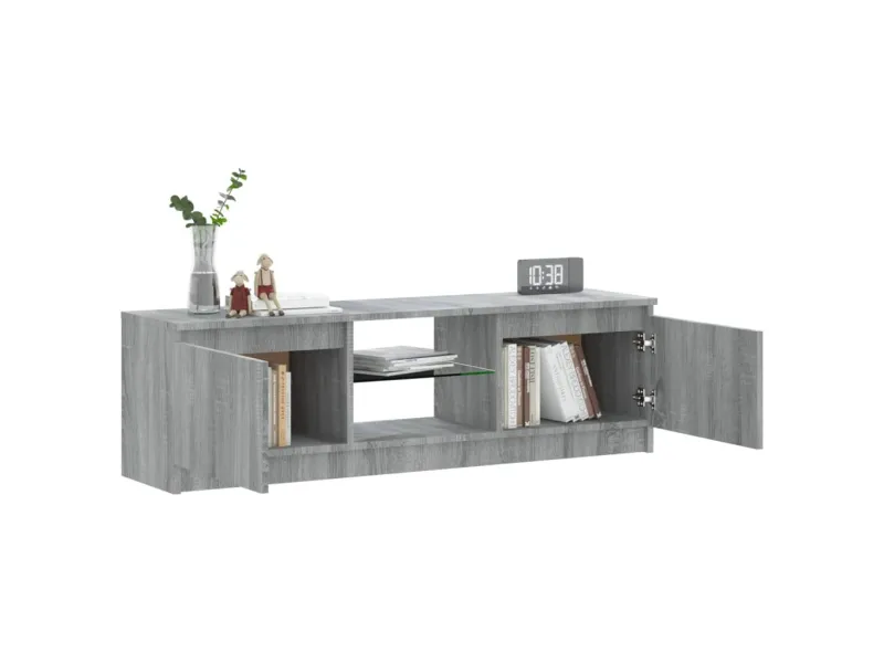 Meuble TV avec lumières LED sonoma gris 120x30x35,5 cm