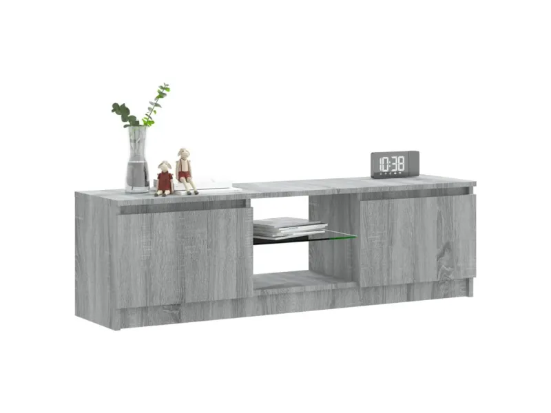 Meuble TV avec lumières LED sonoma gris 120x30x35,5 cm