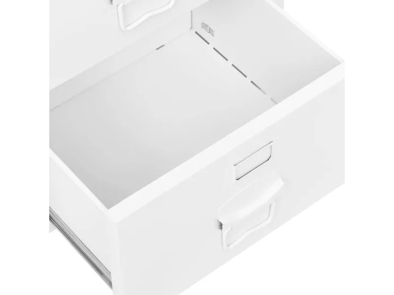 Bureau industriel avec tiroirs Blanc 105x52x75 cm Acier
