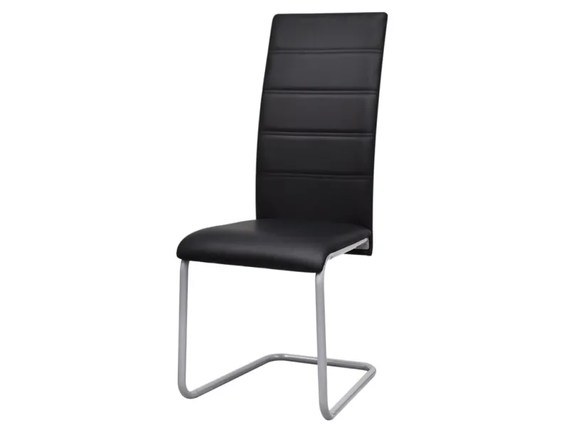 Chaises à manger cantilever lot de 2 noir similicuir